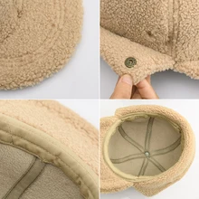 Мужская Женская однотонная мягкая декоративная шапка из искусственного ягненка, зимняя дышащая Кепка для пешего туризма, Повседневная ветрозащитная теплая шапка для холодного отдыха на открытом воздухе