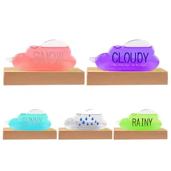 

Desktop Weather Forecast Bottle Base Storm Wood Bottle Bracket Barometer Shelf Mini Sturdy Crafts Cloud Shape Glass Decoration