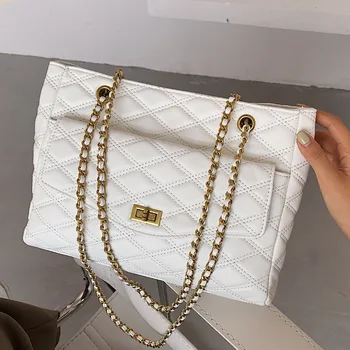 

Women Diamond Lattice PU Leather Bag Messenger Bag Female Crossbody Bag Women Totes Bag Clutch Shoulder Bag Chain Handbag Clutch