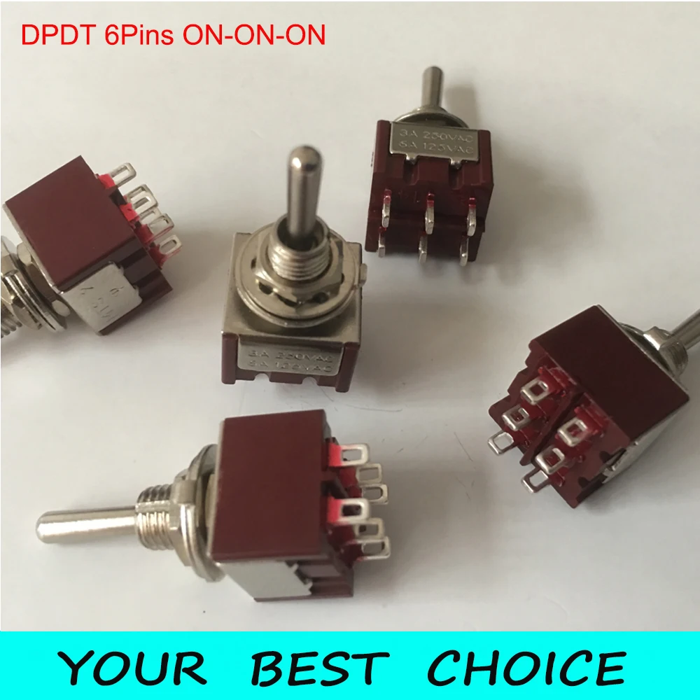 5 шт./лот DPDT 6 контактов 3 позиционный вкл. На гитаре Мини тумблер|switch switch|switch toggleswitch