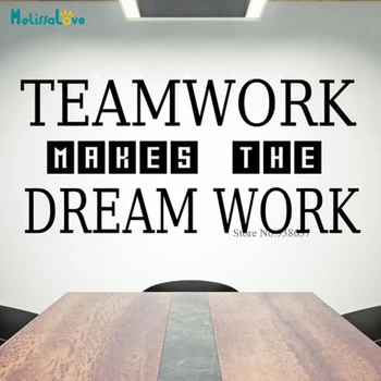 

Teamwork Marks The Dream Work Inspire Word Quote Decal Office Decor Removable Vinyl Wall Sticker Decor Wallpaper BB369
