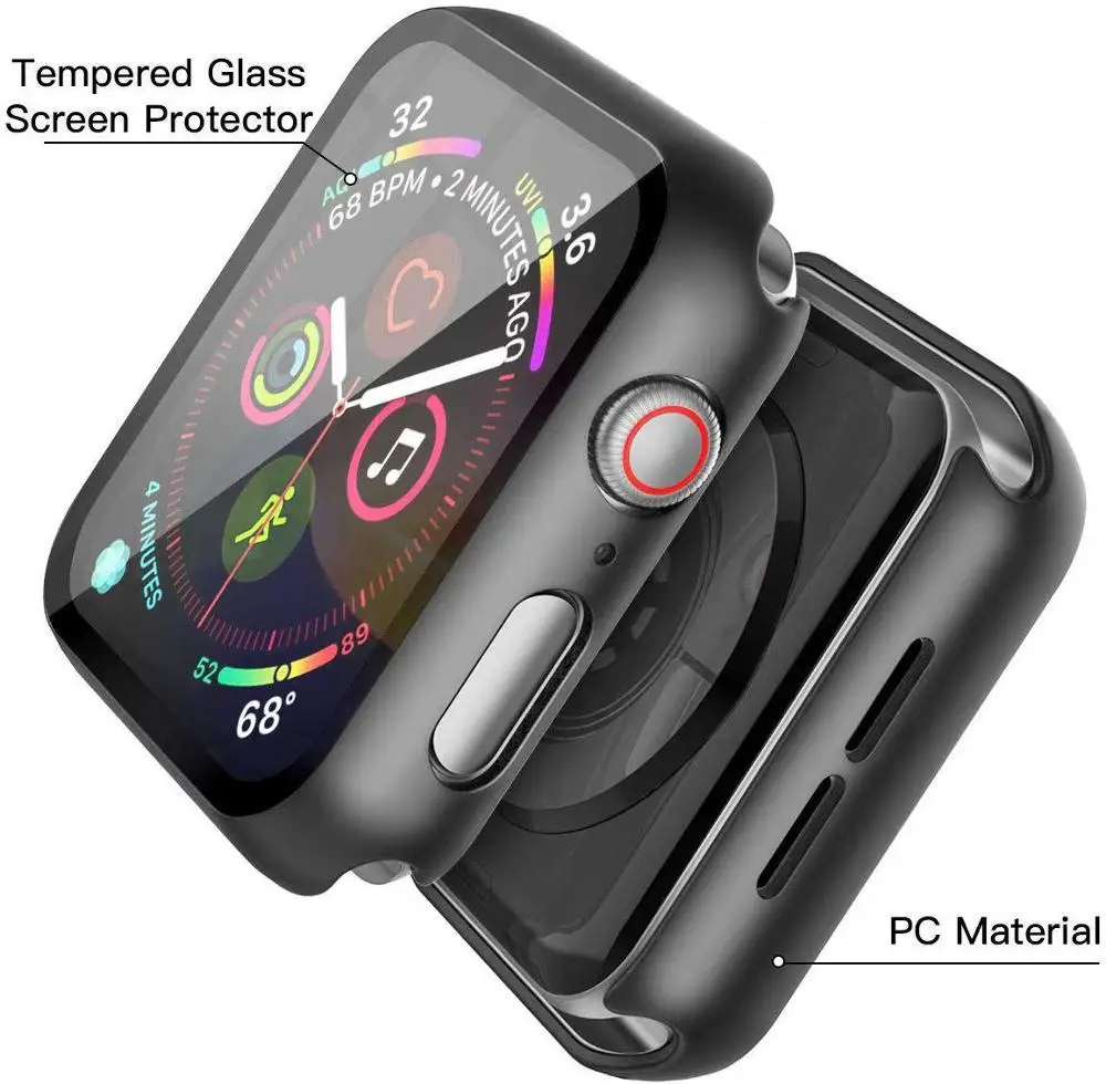 Чехол+ стекло для часов apple watch 5 44 мм 40 мм iWatch 42 мм 38 мм 3D 9H защита экрана+ чехол для apple watch 5 4 3 2 1 44 мм/40