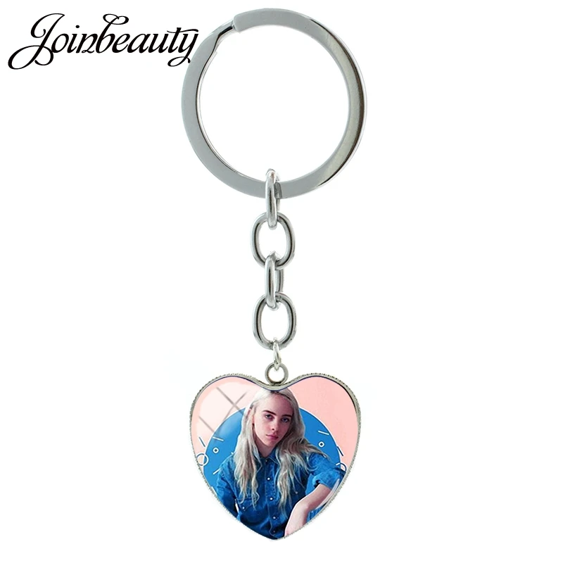 JOINBEAUTY в форме сердца Горячая Billie Eilish фото брелок стеклянный купол для ключа подвесные аксессуары для сумок DIY вентиляторы подарок HB01 - Цвет: HB20