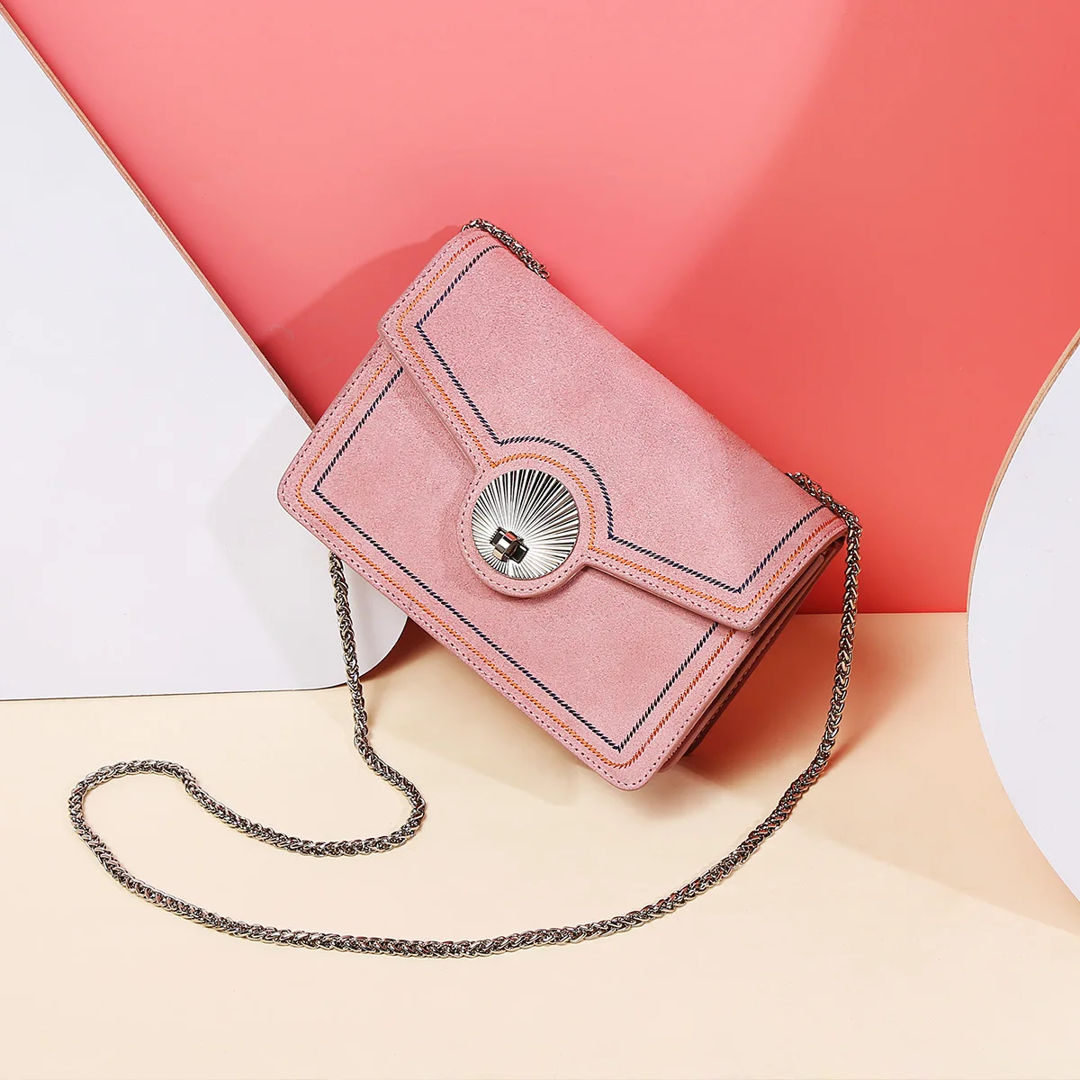 

2019 New Style WOMEN'S Leather Bags Women's Split Cowhide Korean-style Fashion Shoulder Dull Polish Bag Chain Single-shoulder Ba