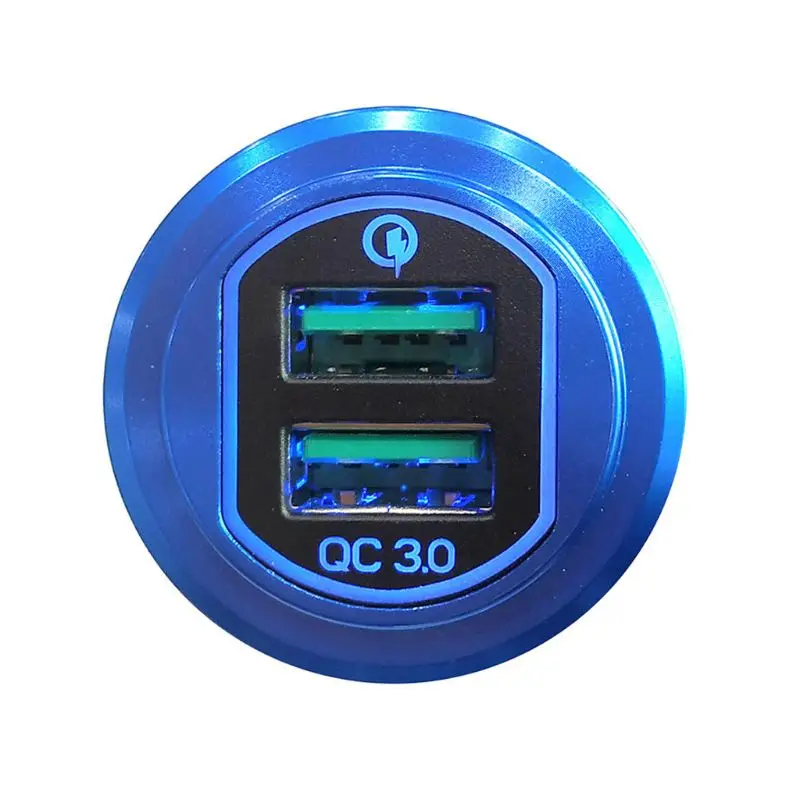 Aluminum Motorcycle Boat 12V/24V QC 3.0 Dual USB Car Charger Power Adapter for Smartphone Tablet PC GPS