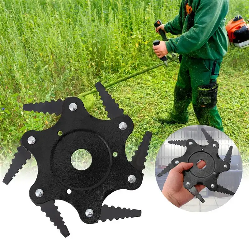 

Sharp Lawn Mower Blade Toothed Style Lawn Mower Blade Six Leaf Blade Grass Trimmer Six Tooth Blade Weeder Accessories Mower Tool