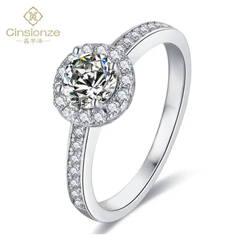 

Cinsionze Women Luxury Round Wedding Moissanite Ring 0.5 Carat D Color VVS1 Moissanite Ring 925 Sterling Silver Engagement Ring