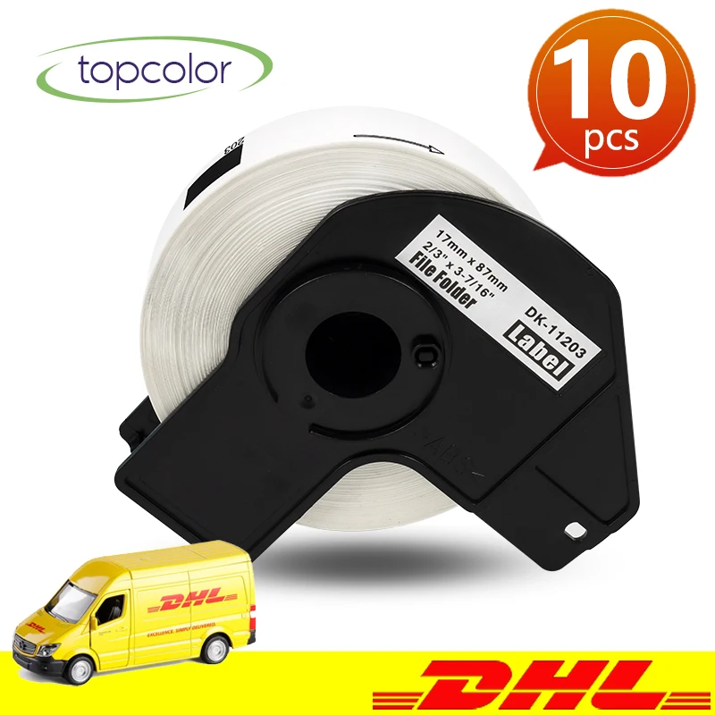 Topcolor 10PK DK-11203 этикетки Совместимость Брат QL принтер этикеток DK 11203 17 мм * 87 Бумага