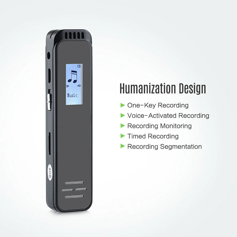 8GB Portable Digital Recorder Dual-Core Noise Reduction Player Voice Activated Timing Recording