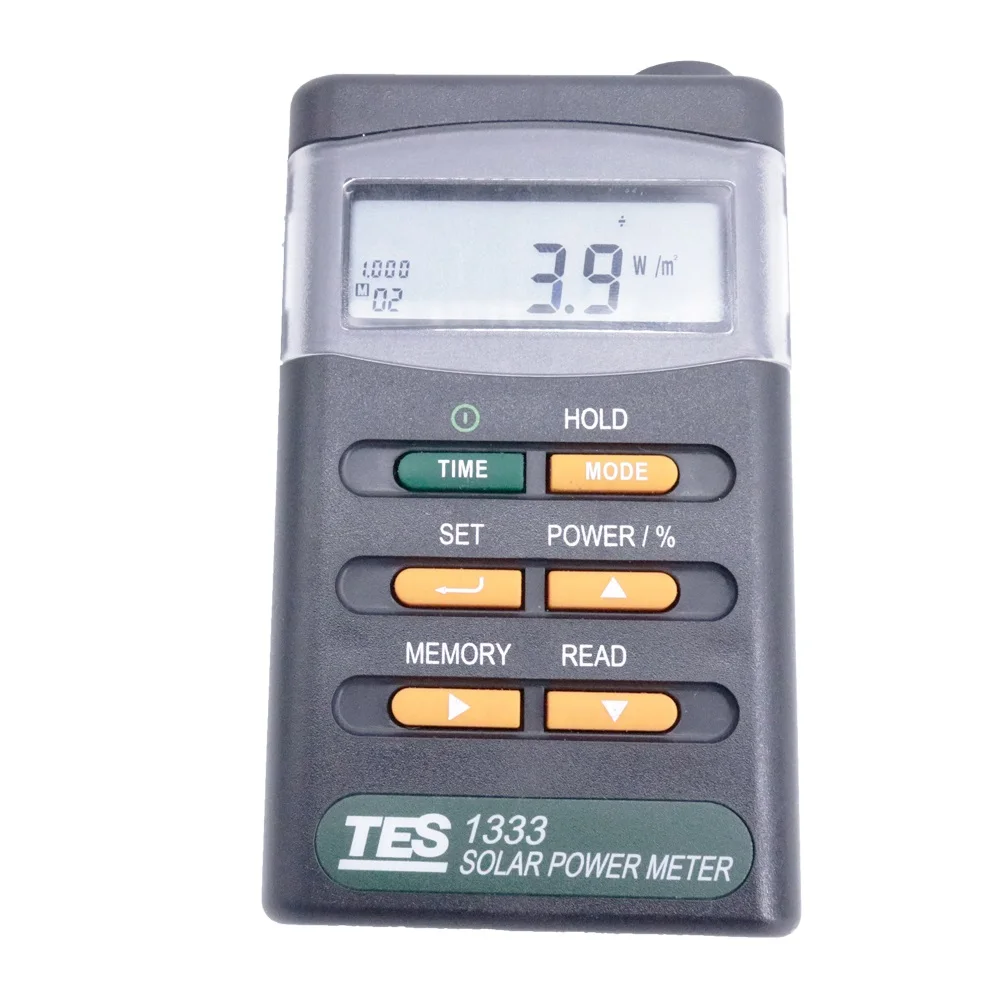 

TES-1333 400-1100nm Handheld Digital Solar Power Meter Sun Irradiance Mesurement,User Calibration Factor Setting Function.