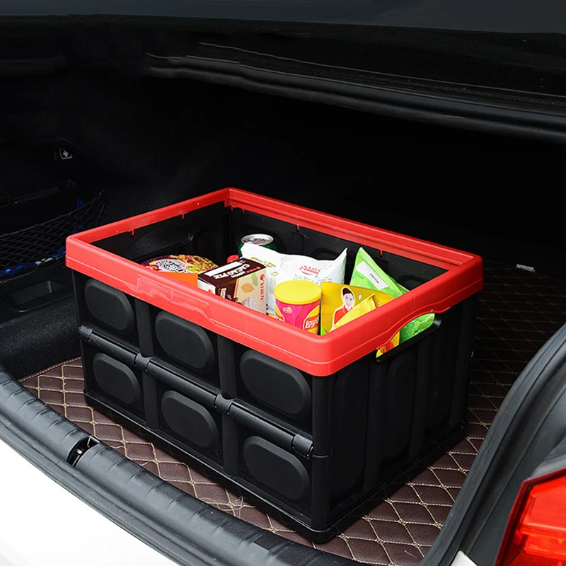 55L Large Capacity Folding Car Storage Box With Waterproof Bag Foldable  Vehicle-Mounted Trunk Organizer Box For Camping Fishing