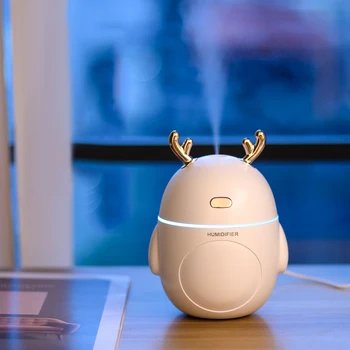 

320ML Mini USB Air Humidifier Cute Deer Aroma Essential Oil Diffuser Colorful LED Light Mute Mist Maker for Car Office
