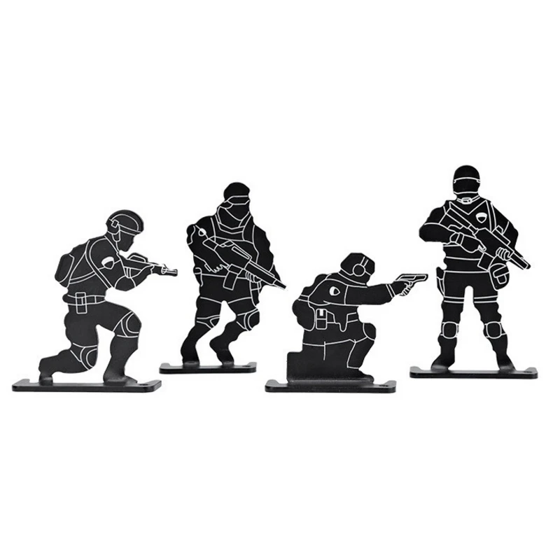 

4 Pieces Metal Targets Soldiers Pattern Hunting Accessories Sturdy & Reusable for Practice Training