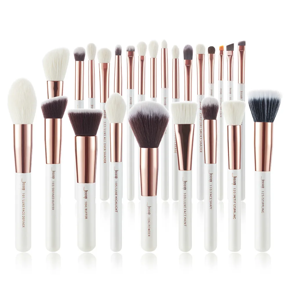 

New brushes Pearl White/Rose Gold Makeup brushes set Professional Beauty Make up brush Natural hair Foundation Powder Blushe