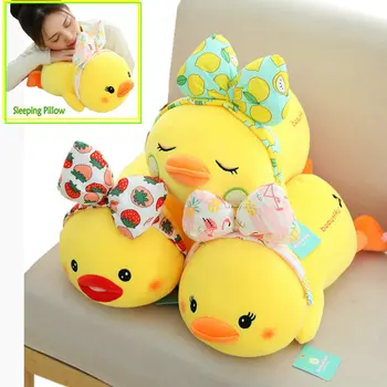 

Super Soft Makeup Duck Sleeping Pillow Cute Lipstick Eyelash Yellow Duck stuffed Animal toys Lying Pillow Hug Message Cushion