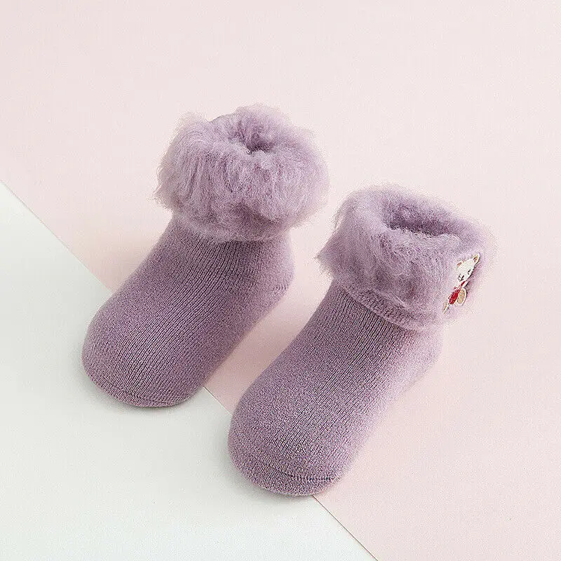 Imcute, 6 цветов, зима, весна, лето, Детские плотные вельветовые носки из хлопка для мальчиков и девочек ясельного возраста - Цвет: Фиолетовый