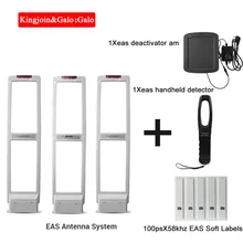 Высококачественная противоугонная система EAS с мягкими ярлыками и деактиватором и портативным частотным тестером(1 мастер и 2 раба