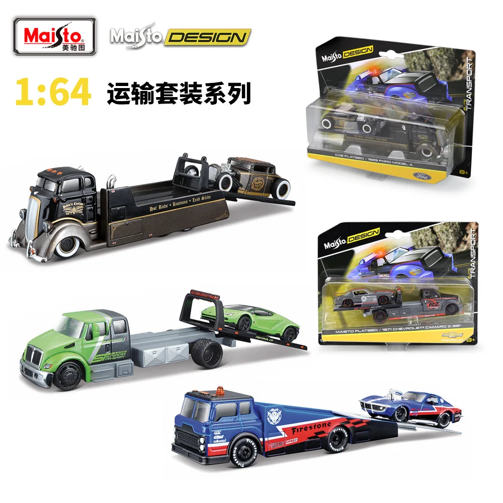 Maisto 1:64 Flat Transport Vehicle Set Series Die Cast Collectible Hobbies Motorcycle Model Toys