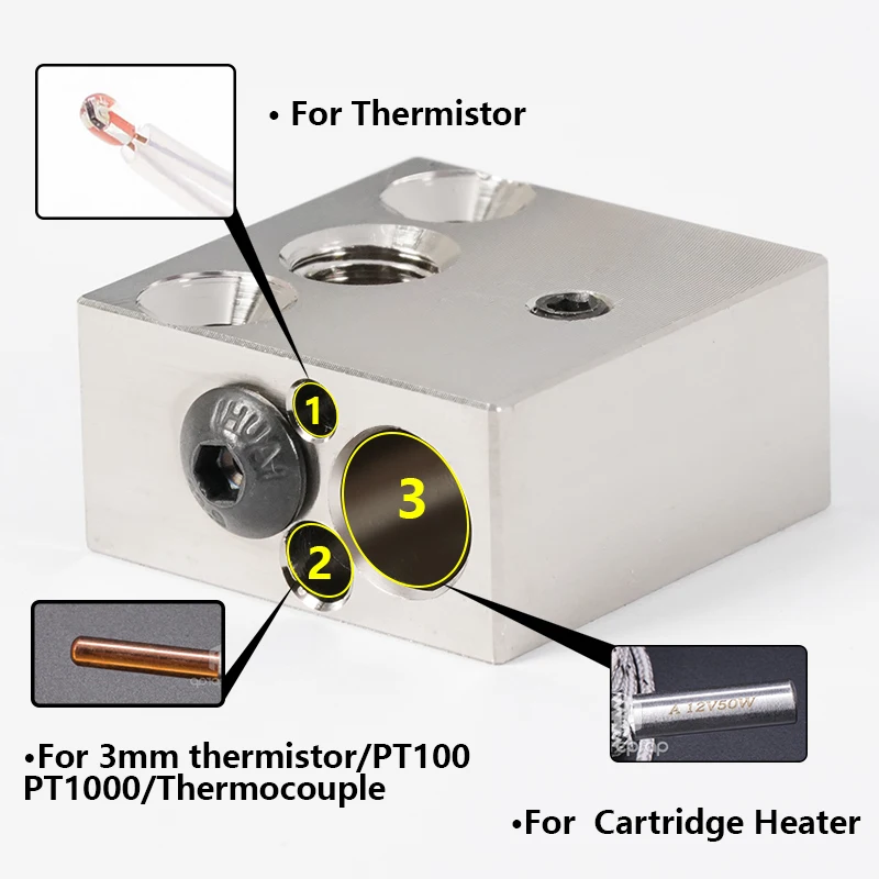 Bloco Aquecido de Cobre para Impressora 3d 5aplus Cr10 Alumínio Latão Chapeado para o Ender Cr10 Ender3 v2 Extrusora Hotend Bocal Mk8 - Imagem 4