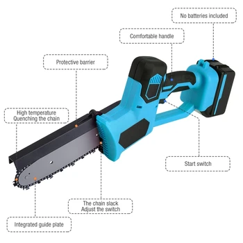 

1200W Mini Cordless Electric Chainsaw 8" Rechargeable Handheld Wood Cutter Electric Saw Home Garden Branch Tool