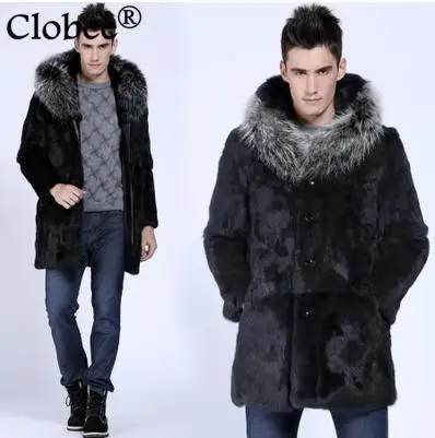 Большие размеры 6XL 7XL мужское пальто с мехом длинное стильное зимнее теплое
