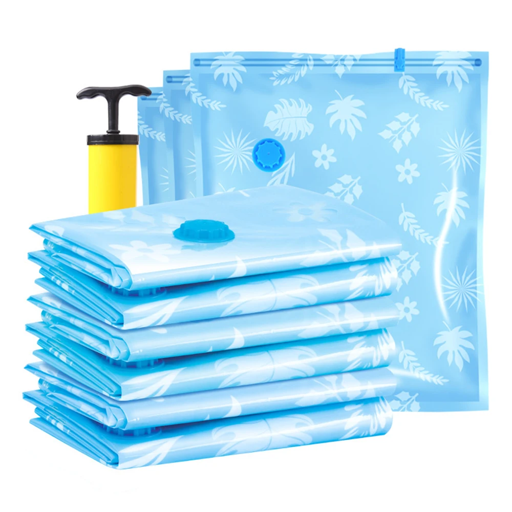 

5PCS Thickened Vacuum Storage Bag For Cloth Compressed Bag with Hand Pump Reusable Clothes Quilt Organizer Saving Seal Packet