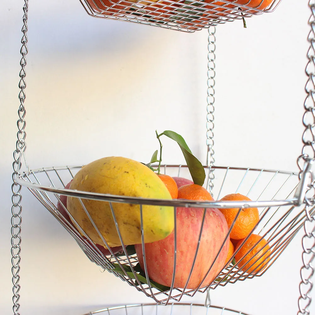 Домашний современный кухонный цветочный держатель для ванной простой контейнер для хранения конфет корзина для фруктов 3 уровня организовать легко чистить подвесной провод