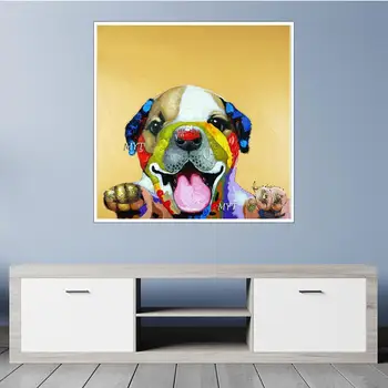 

100% Handpainted Abstract Carton Dogs Animal Oil Painting On Canvas Cheap Modern Canvas Art Home Decor As Best Gift No Frame