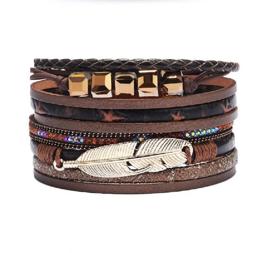 2019 new bracelet ladies fashion alloy feather multicolor jewelry | Украшения и аксессуары