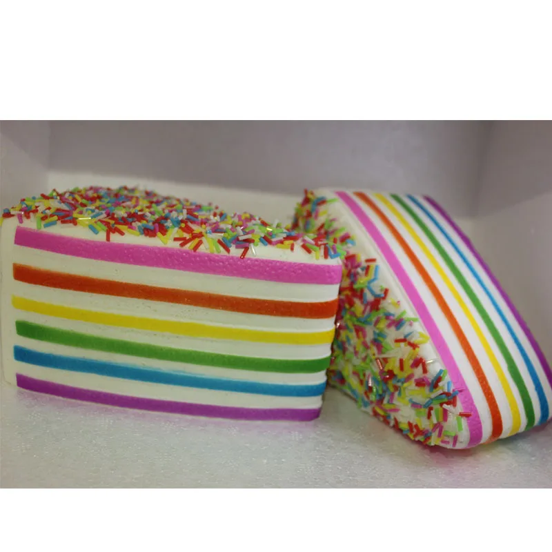 

15*9*8 Cm Model Pu Rainbow Triangle Cake Memory Foam Squishy Triangular cai zhen Cake Squeeze Toys