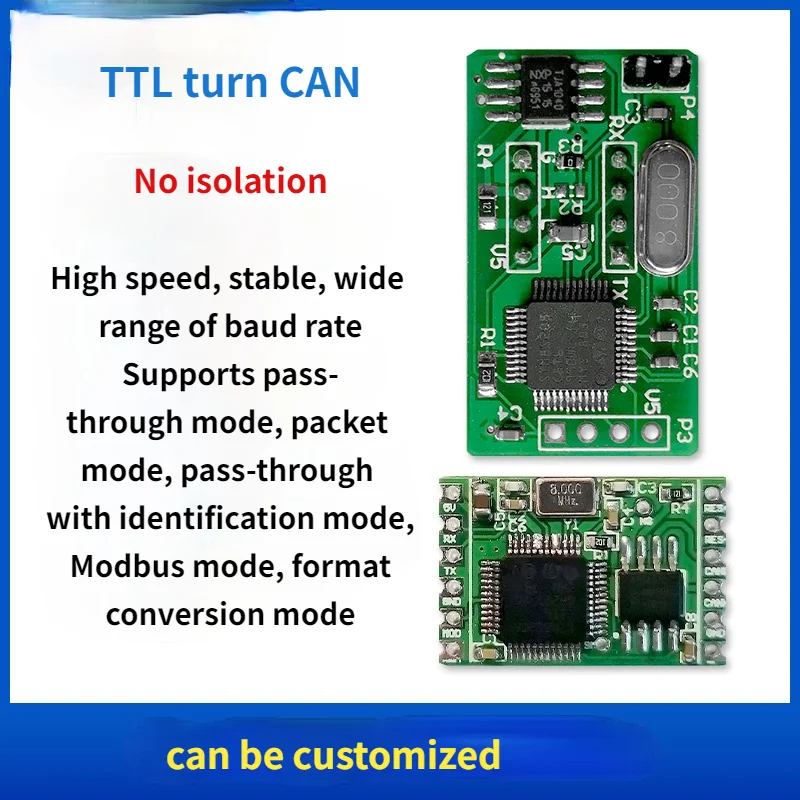 

TTL serial port to CAN module super stable low price through or fixed length package stamp hole double row needle