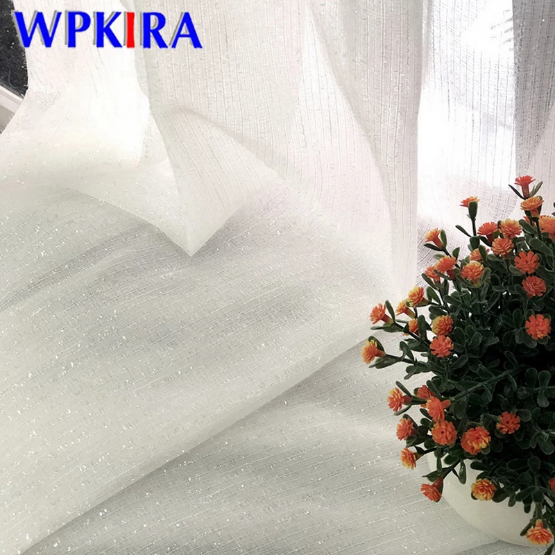 Блестящие Серебряные чисто белые тюлевые занавески для гостиной современные