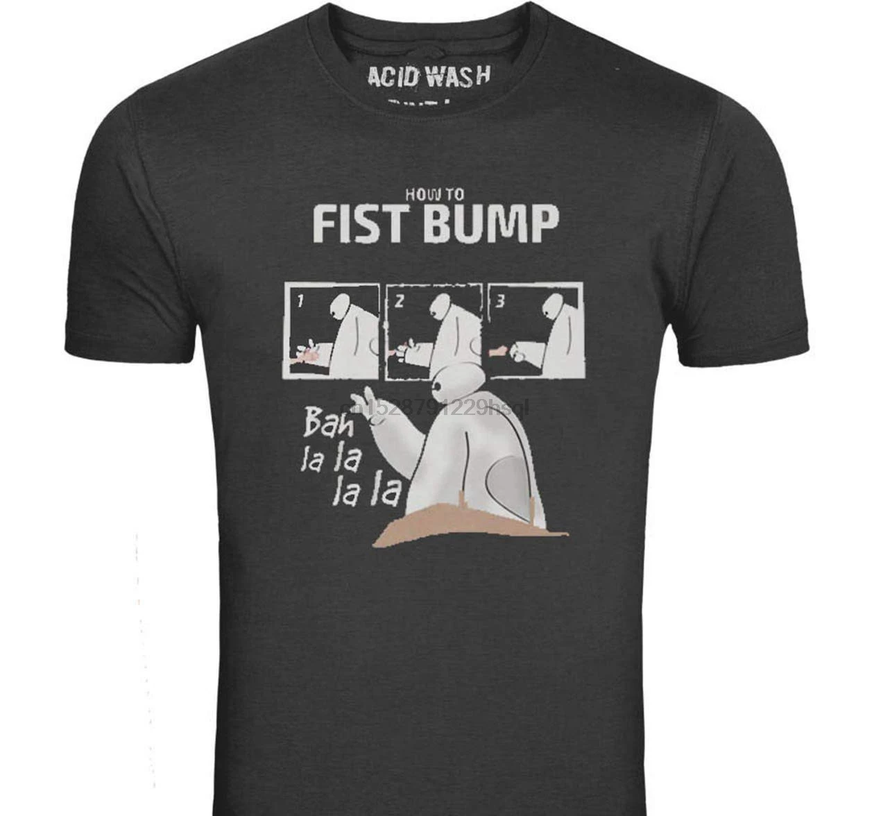 Acid Wash Print Ltd черная футболка с надписью How To Fist Bump Big Hero 6 Baymax повседневные мужские