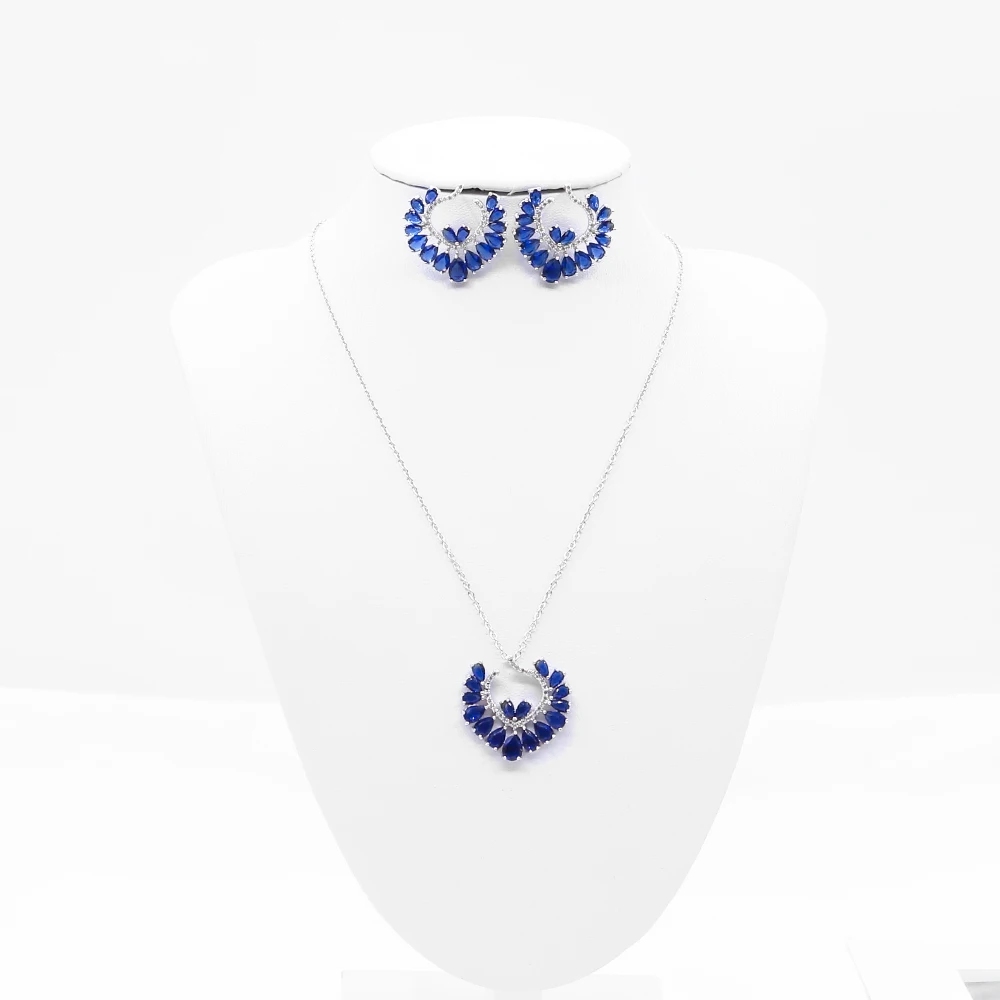 

Semi-circular Vine Korean Earrings Necklace Set 925 Silver Needle High Quality Crystal Fashion Jewelry Set Korean Jewelry