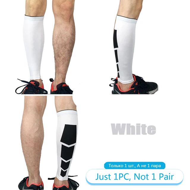 Tcare Sport Compression Calf Sleeves Leg Compression Sock Runners Shin Splint Varicose Vein Calf Pain Relief Calf Guards Running 1 Piece - White