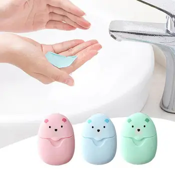 

Hot Sell 50Pcs Disposable Soap Paper Clean Scented Slice Foaming Box Mini Paper Soap For Outdoor Travel Use Make Foaming