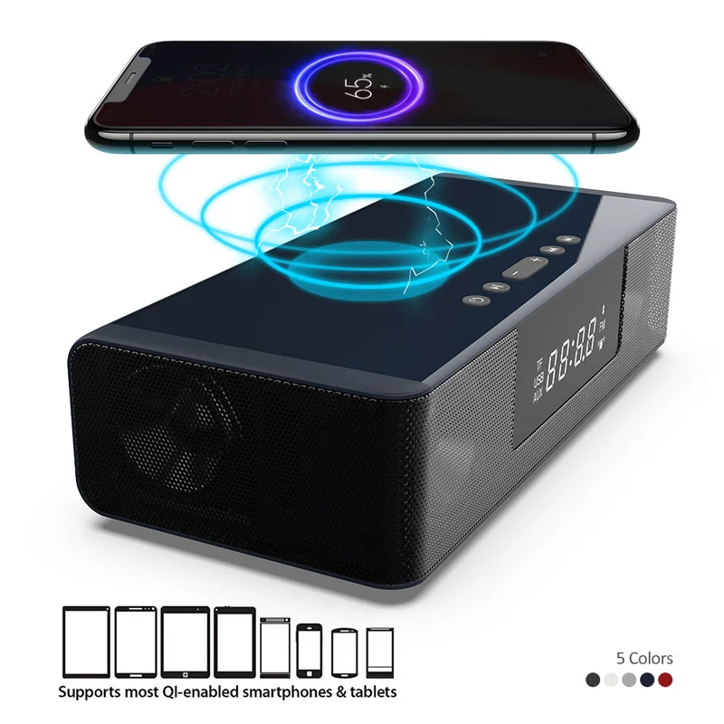 Беспроводное зарядное устройство Qi 10 Вт USB быстрая зарядка Bluetooth колонка/FM радио