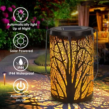 

Solar Lantern Outdoor Lights Hanging Garden Lights Cylindrical Trunk Projection Lamp Night Light for Decoration Party