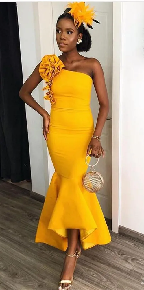 

Новейшие золотые платья подружки невесты с юбкой-годе 2020 пикантное официальное вечернее платье с одним открытым плечом и глубоким вырезом платья для гостей свадьбы