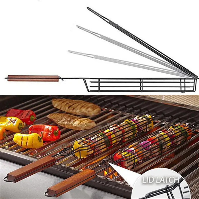Metal BBQ Grill Mesh Barbecue Meshes Portable Fish Grilling Mesh Barbecue Basket BBQ Tools Kitchen Accessories