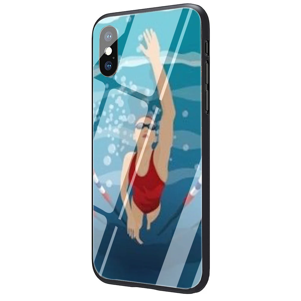 Прекрасный чехол для телефона из закаленного стекла для бассейна iPhone 5 5S 6 6S Plus 7 8 Plus X XS XR 11 Pro Max - Цвет: G11