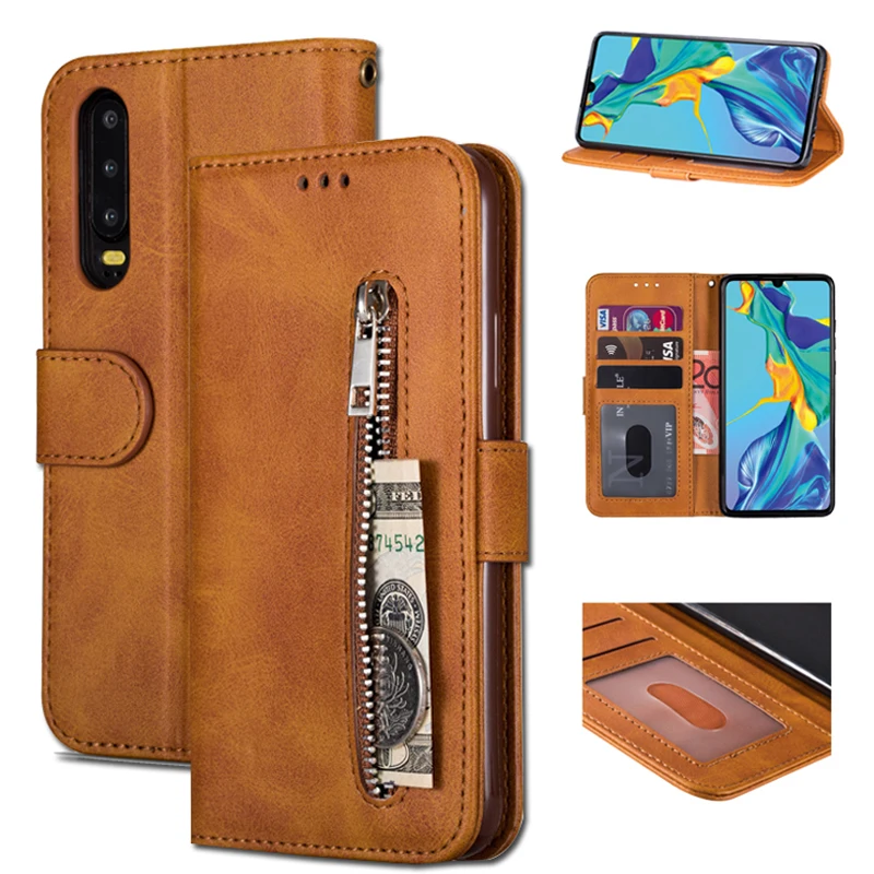 

Zipper Wallet Flip Case For Huawei P20 P30 Mate 10 20 Pro Lite Y6 Y7 Psmart Plus 2019 Leather Cover For Honor 8A 10i 20i Coque