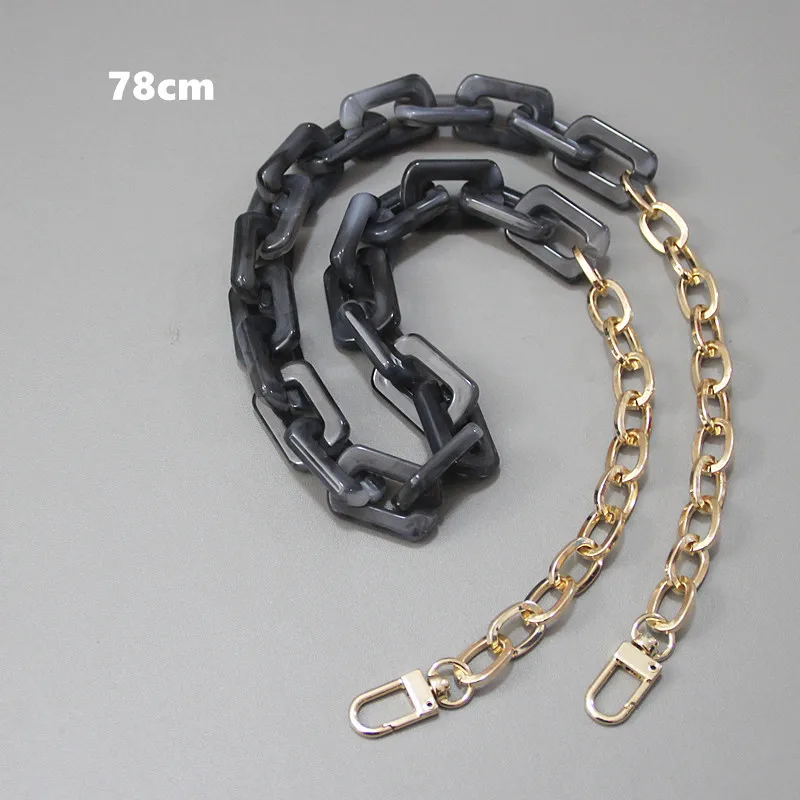 New Fashion Woman Handbag Accessory Chain Detachable Replacement Leopard Amber Green Color Strap Women DIY Clutch Resin Chain