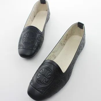 

Fashion Stitchwork Low-heeled Anti-skid Shoes Women Summer Autumn Skid-proof Square Toe Flat Shoes Shallow Simple Shoe 35-42