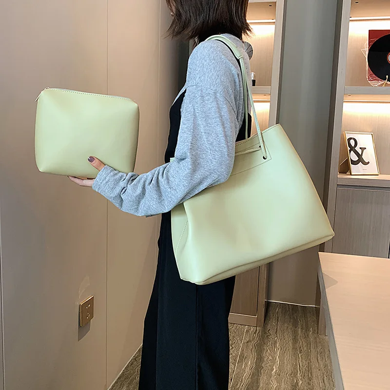 

2019 autumn large capacity tot bag retro simple shopping bag with one shoulder slanted women's bag