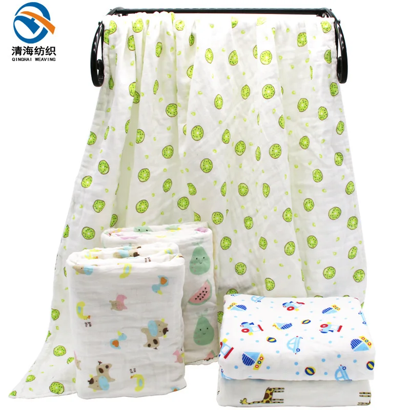 

Pure Cotton Four Layer Washing High Density Gauze Bath Towel 110X110 Baby Swaddle Printed Infant Child BABY'S BLANKET Gro-bag