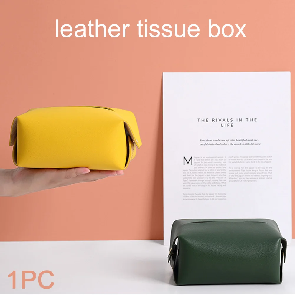 Pouch Paper Container Living Room Home Car Napkin Holder Tissue Box Table Hotel Desktop Office Faux Leather Organizer #734