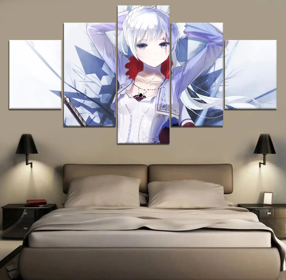 Myrtenaster RWBY, холст, настенная живопись, аниме, HD печать, 5 шт., современный декор, холст, настенное искусство, холст для гостиной, произведение искусства
