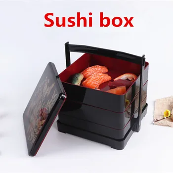 

Three layers Japanese sushi box lunch box picnic snack box fast food packages bento Box Snack Packaging Box Candy Gift Lunch Box