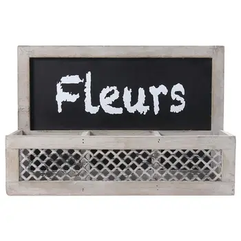 

1pc Wooden Antique French Style Country Flowerpot with Back Plate Haning Design Flower Container for Home Office (Black)